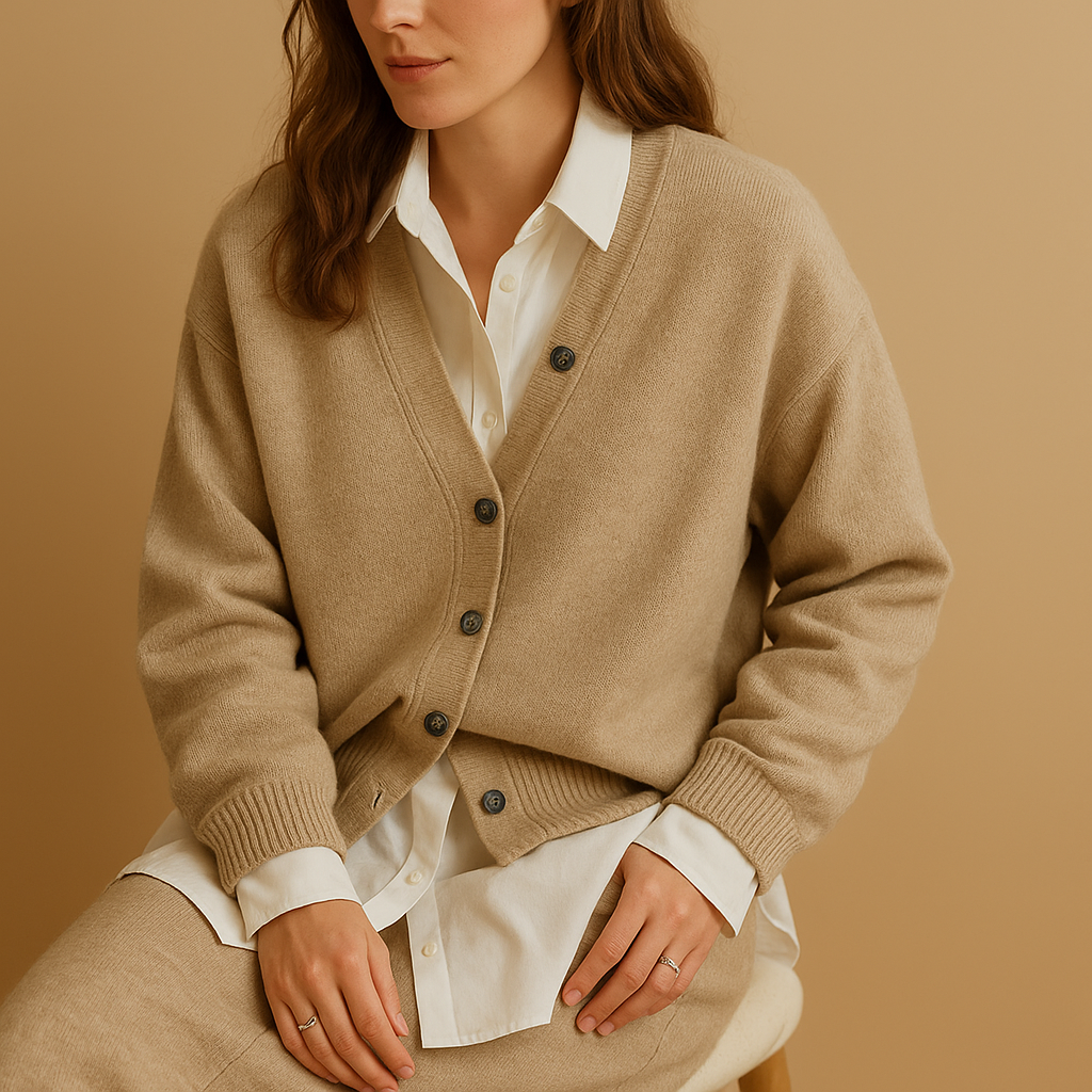 Warm knitted sweater with wool look for women.