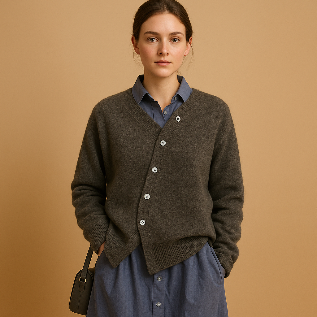 Warm knitted sweater with wool look for women.