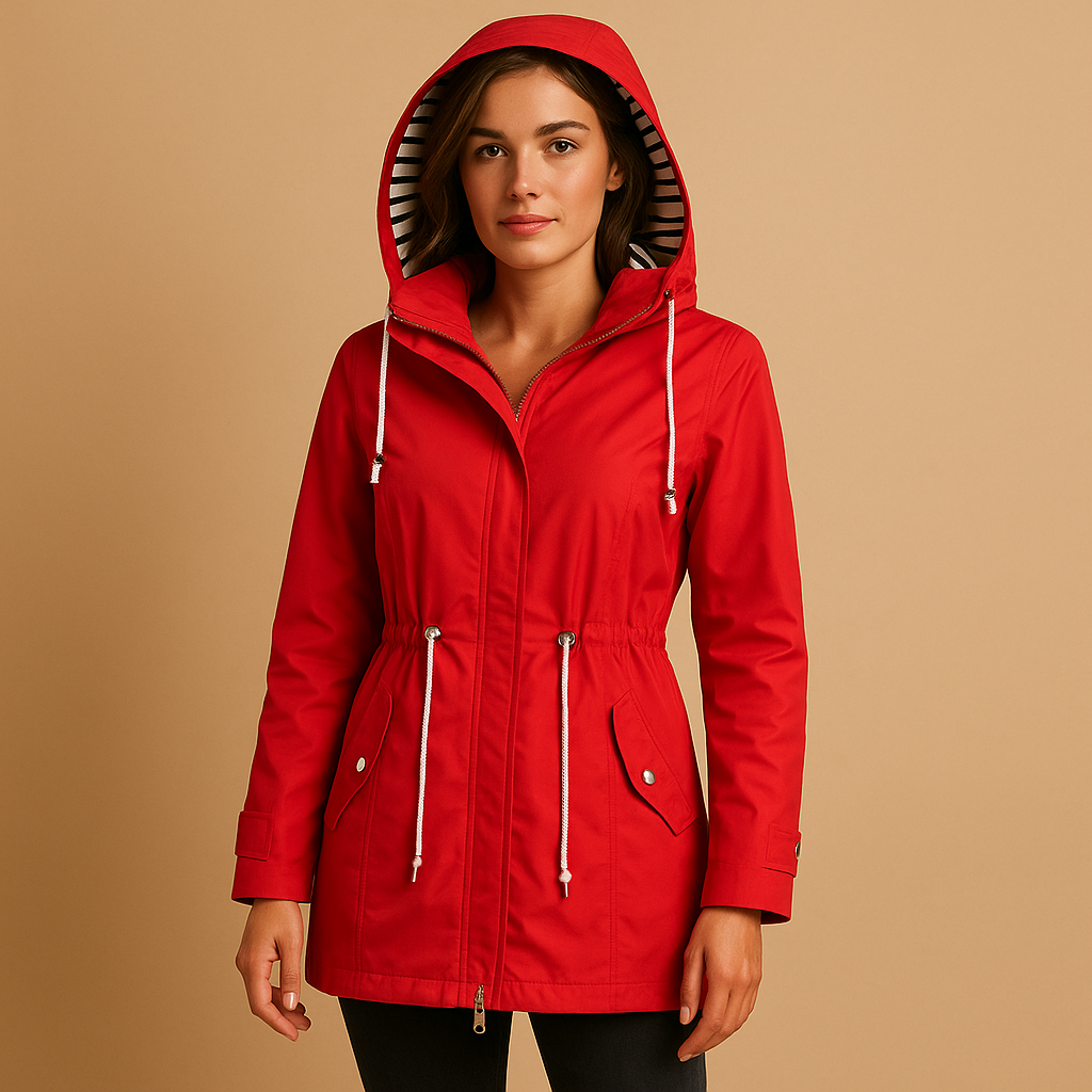 Waterproof women's parka with adjustable waist