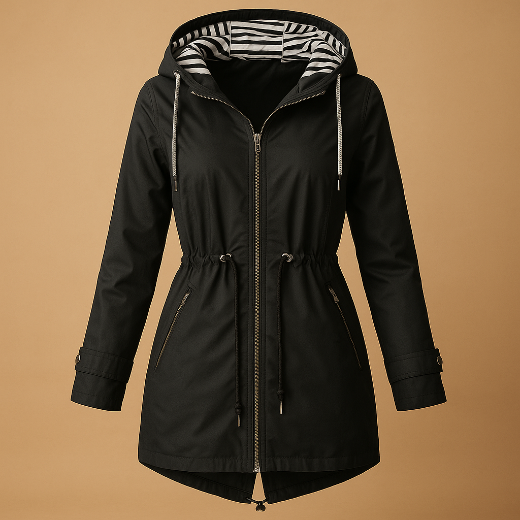 Waterproof women's parka with adjustable waist