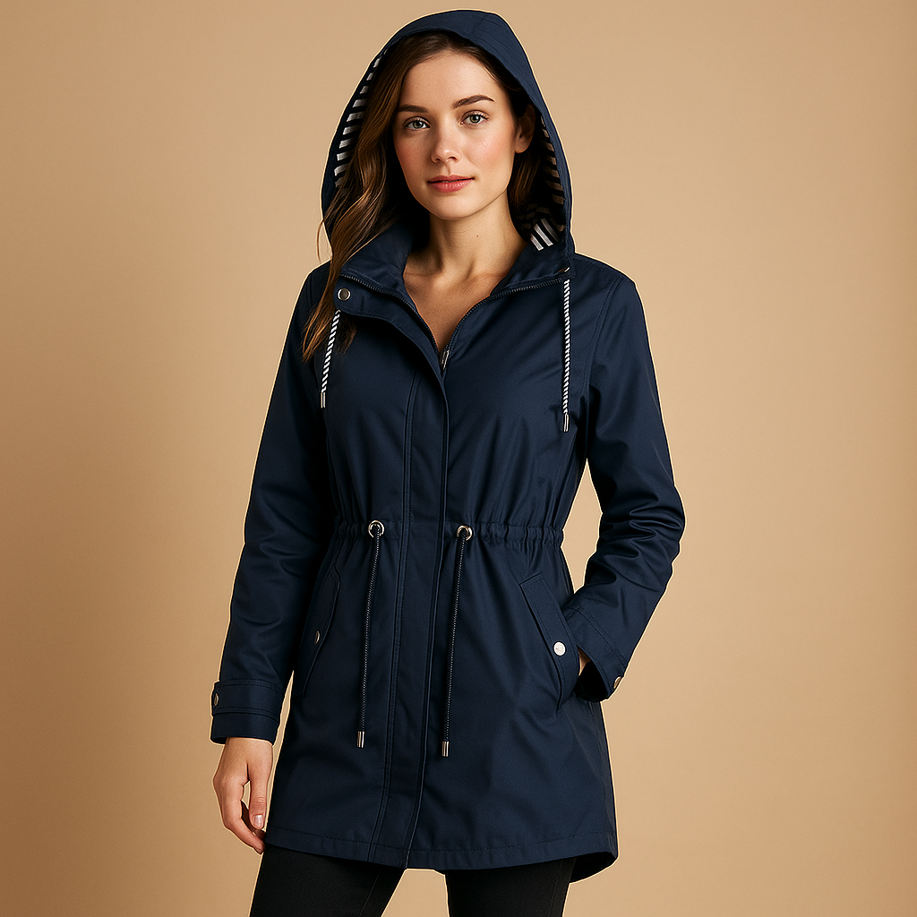 Waterproof women's parka with adjustable waist