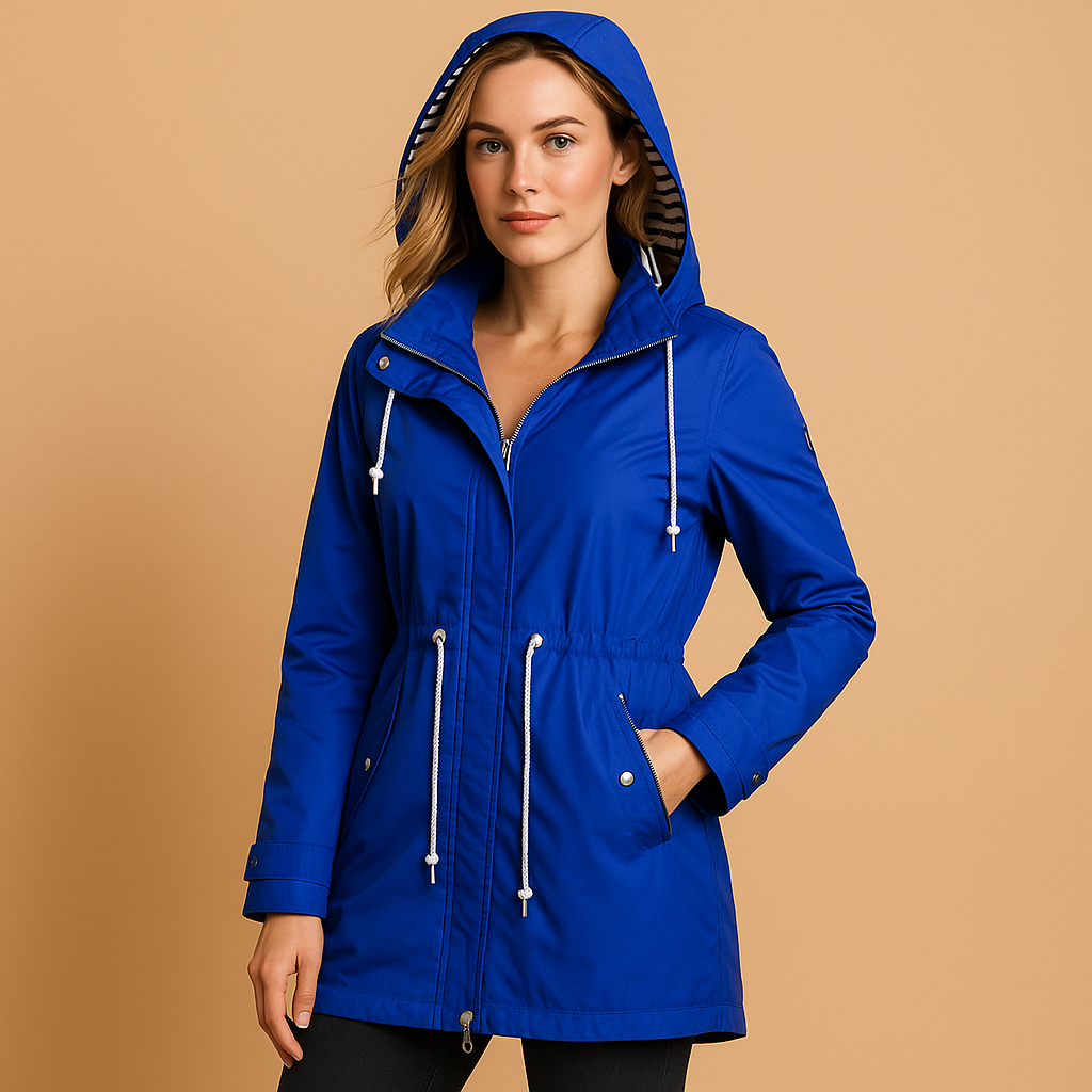 Waterproof women's parka with adjustable waist