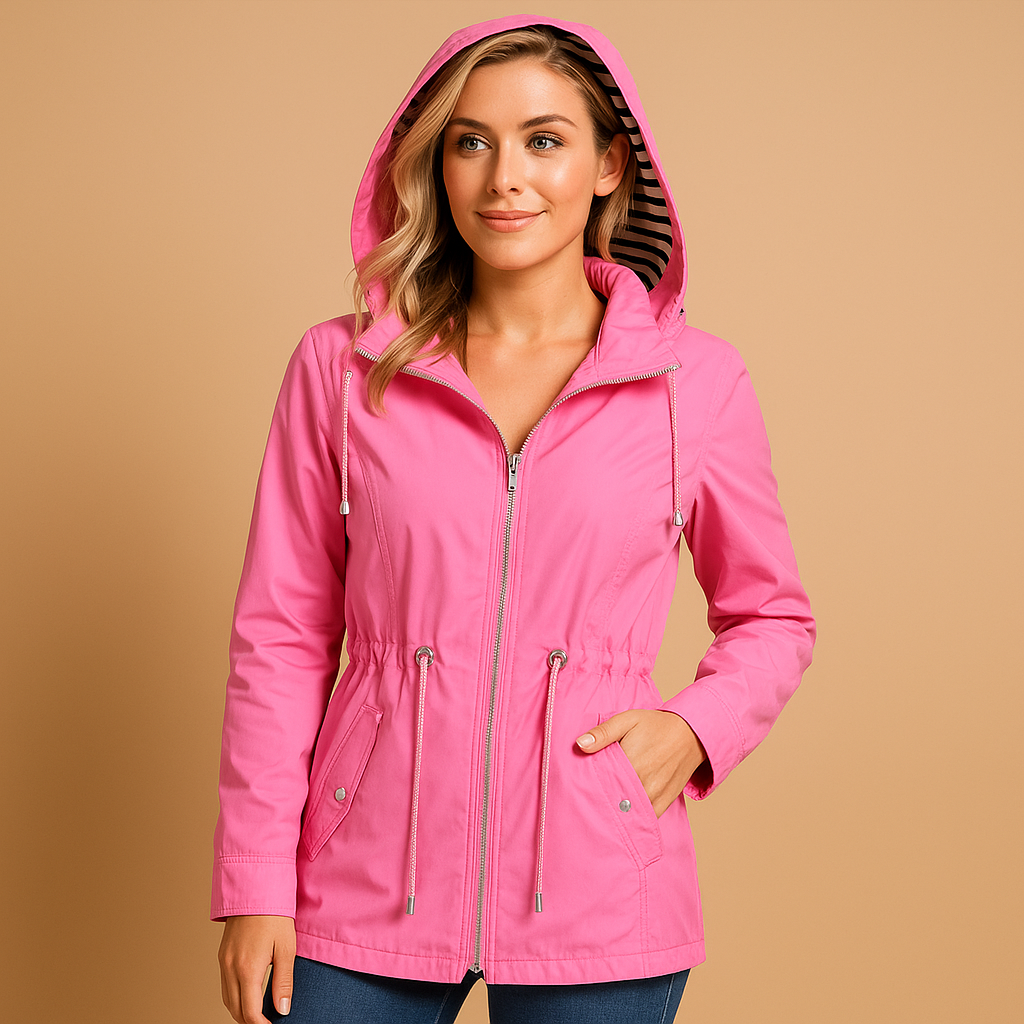 Waterproof women's parka with adjustable waist