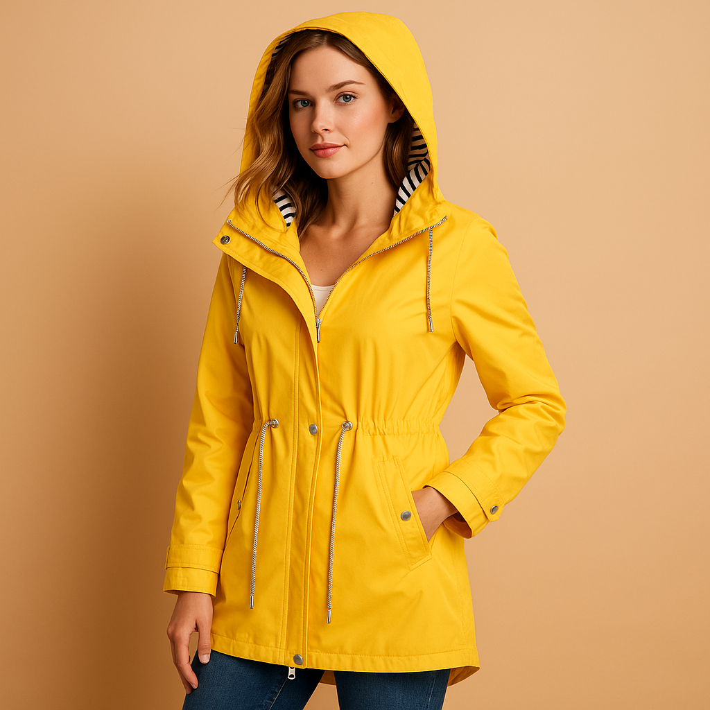 Waterproof women's parka with adjustable waist