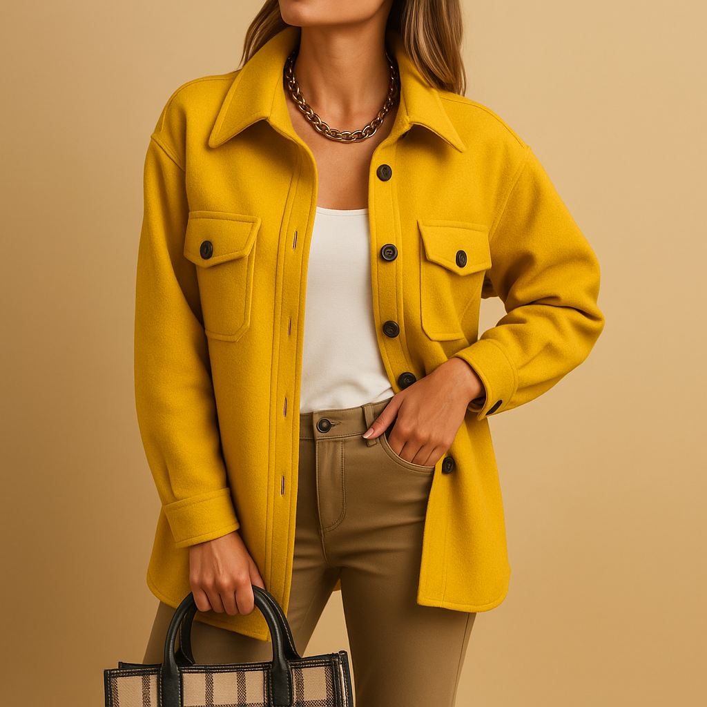 Windproof and waterproof women's jacket with collar and buttons