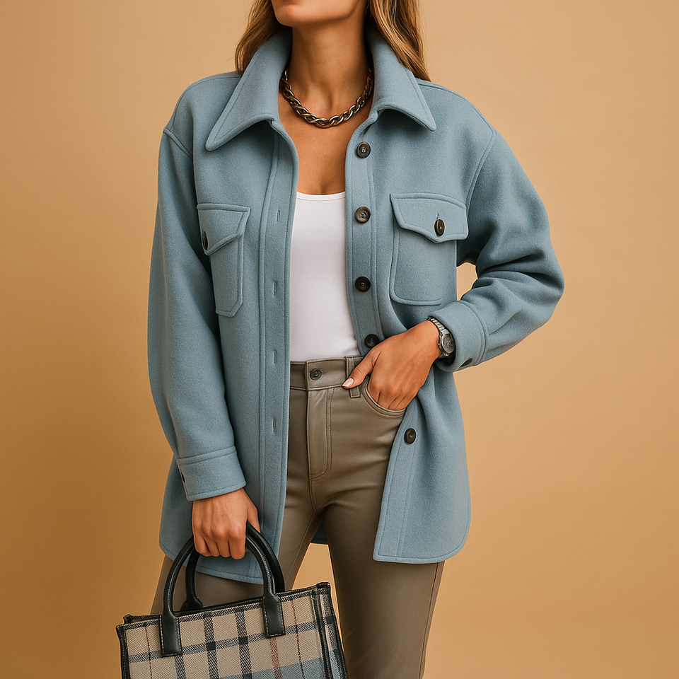 Windproof and waterproof women's jacket with collar and buttons