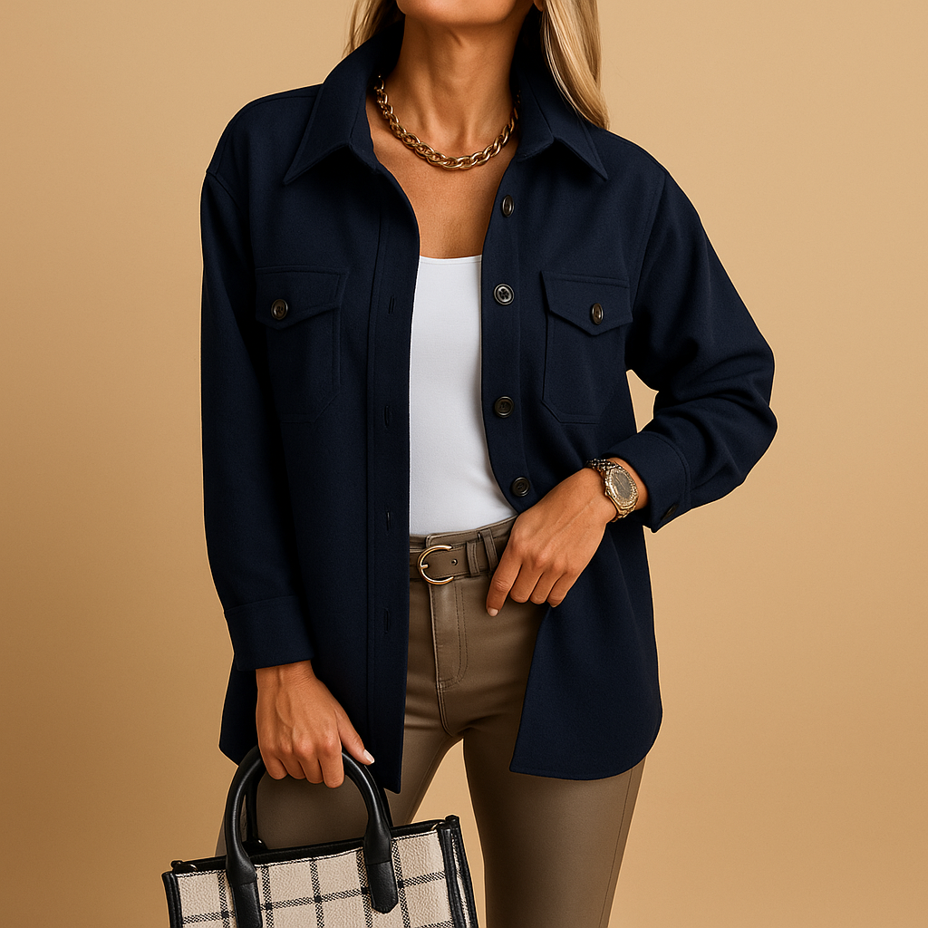 Windproof and waterproof women's jacket with collar and buttons
