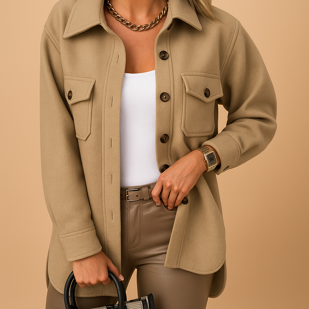 Windproof and waterproof women's jacket with collar and buttons