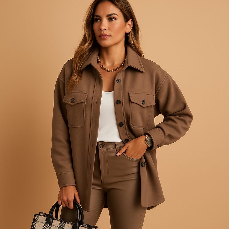 Windproof and waterproof women's jacket with collar and buttons