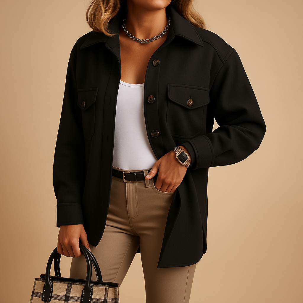 Windproof and waterproof women's jacket with collar and buttons