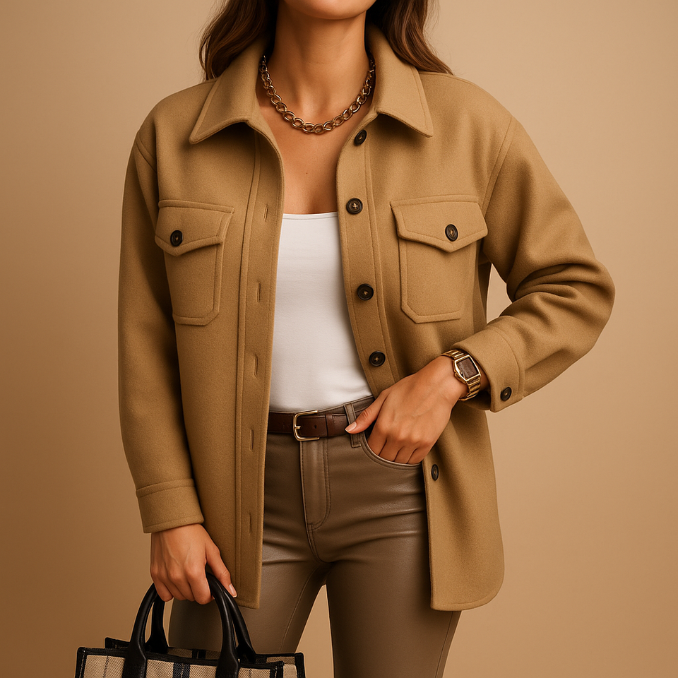 Windproof and waterproof women's jacket with collar and buttons