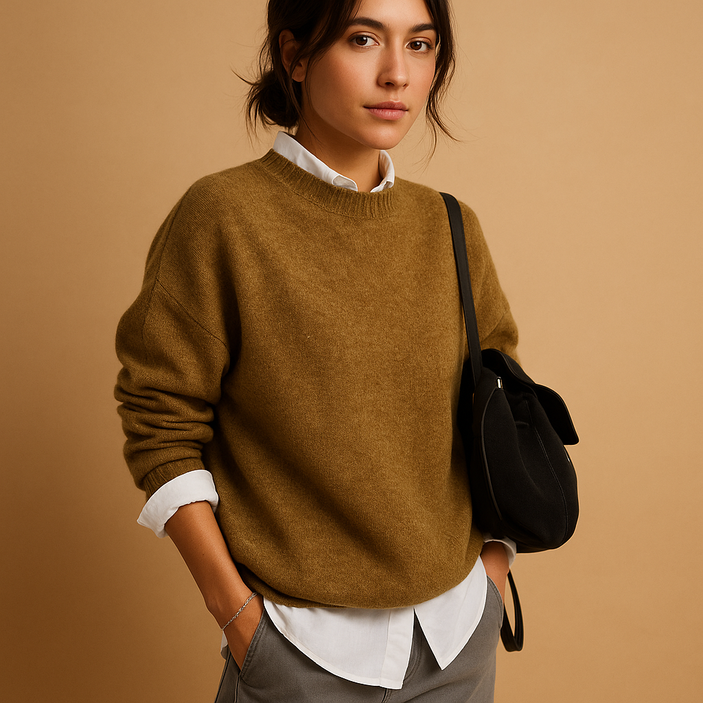 Woolen women's sweater with an elegant fit and minimalist finish.
