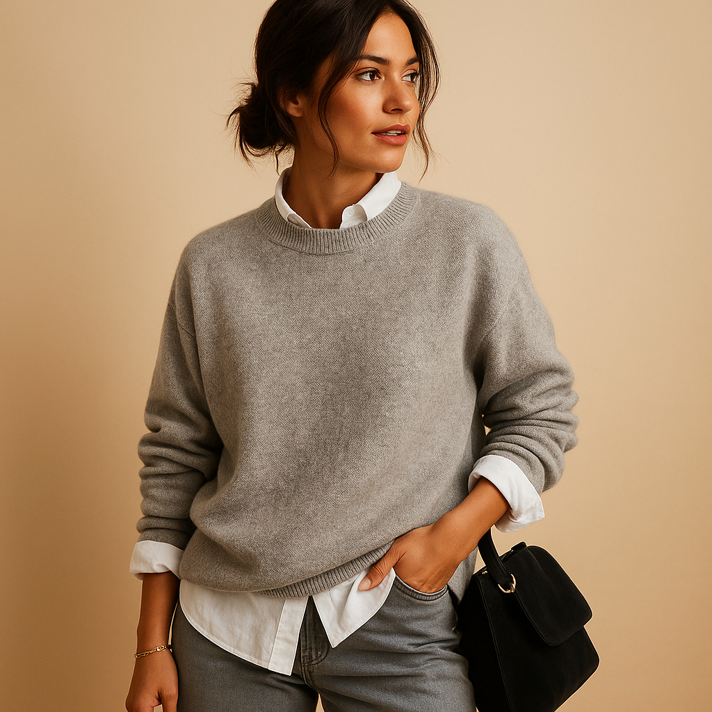 Woolen women's sweater with an elegant fit and minimalist finish.