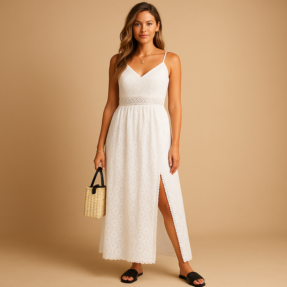 Summer dress with waist accent for women.