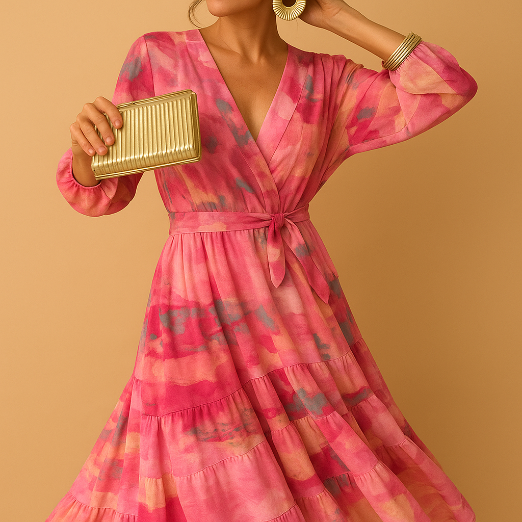 Long summer dress with long sleeves for women