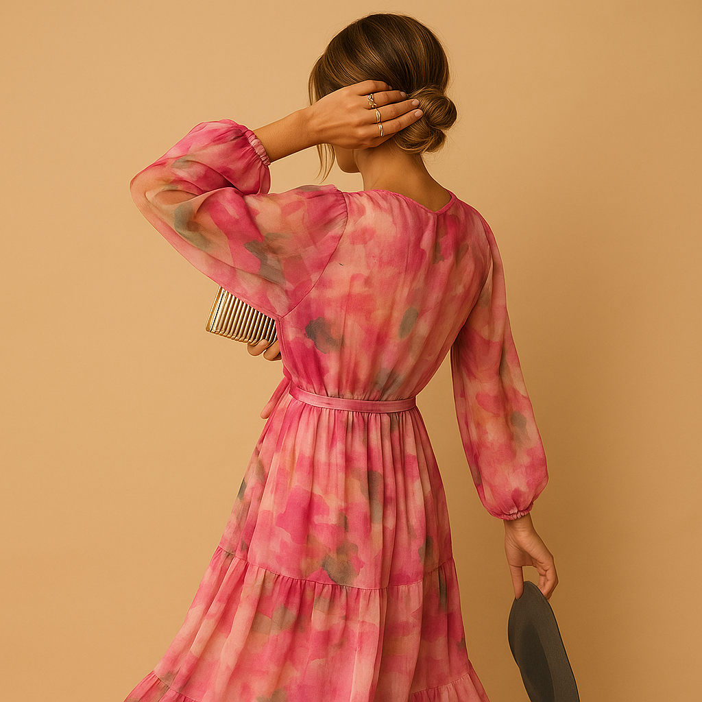 Long summer dress with long sleeves for women