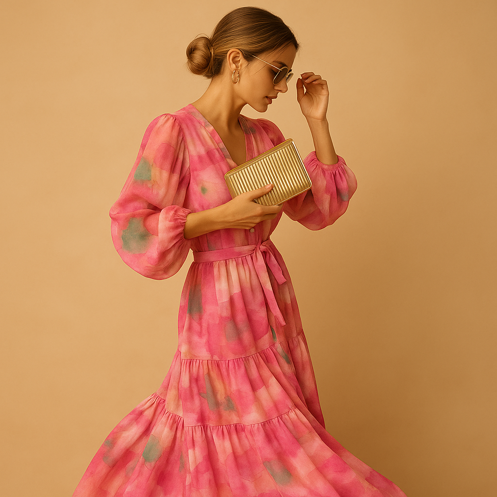 Long summer dress with long sleeves for women