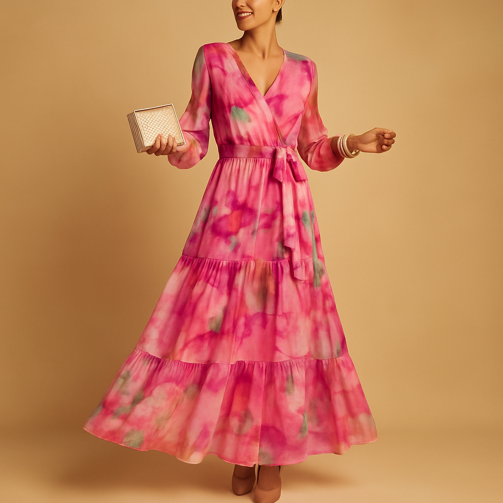 Long summer dress with long sleeves for women