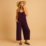 Summer sleeveless jumpsuit with adjustable straps for women.
