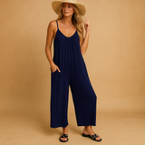 Summer sleeveless jumpsuit with adjustable straps for women.