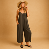 Summer sleeveless jumpsuit with adjustable straps for women.