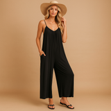 Summer sleeveless jumpsuit with adjustable straps for women.