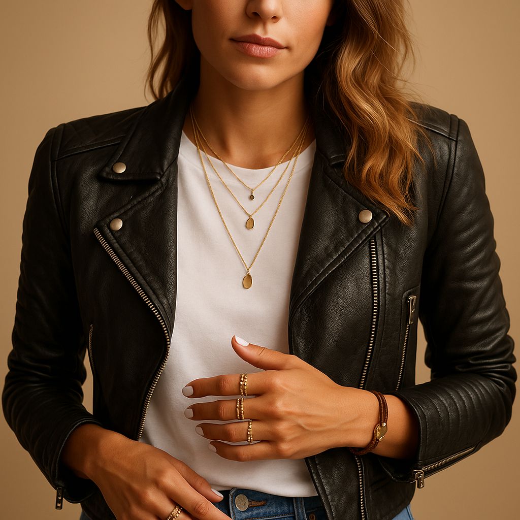 Black faux leather women's jacket with collar